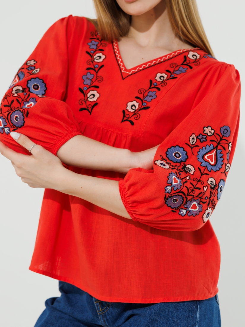 Фото Вышиванка рубашка женская Park karon 23043 L Красный (2000990485601A)