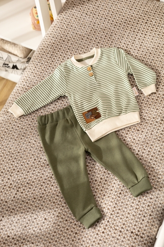 Фото Костюм (свитшот+штаны) для мальчика Beyaz Bebek 2060 92 см Зеленый (2000990301932D)
