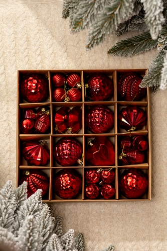 Фото Набор рождественских шаров 16 шт SJ8316 Красный (2000990242396)(NY)