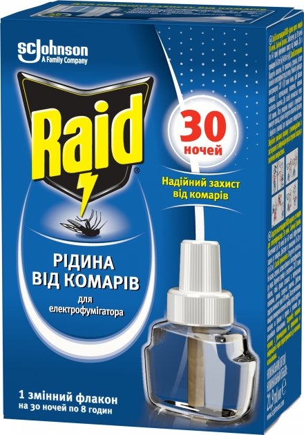 Фото Жидкость от комаров для фумигатора Raid 643866 30 ночей, 22 мл (5010182991183)