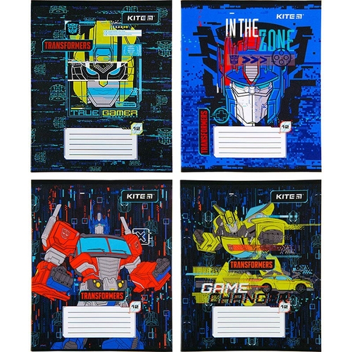 Фото Набір зошитів Kite TF22-235 Transformers 12 аркушів 25 шт Коса (2000989906728)