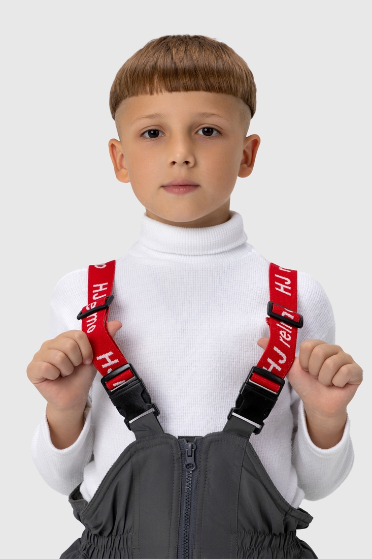 Фото Комбинезон для мальчика H-117 куртка + штаны на шлейках 134 см Серый (2000989625469W)