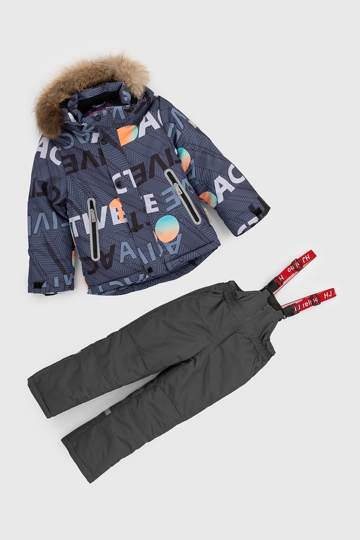 Фото Комбинезон для мальчика H-117 куртка + штаны на шлейках 134 см Серый (2000989625469W)