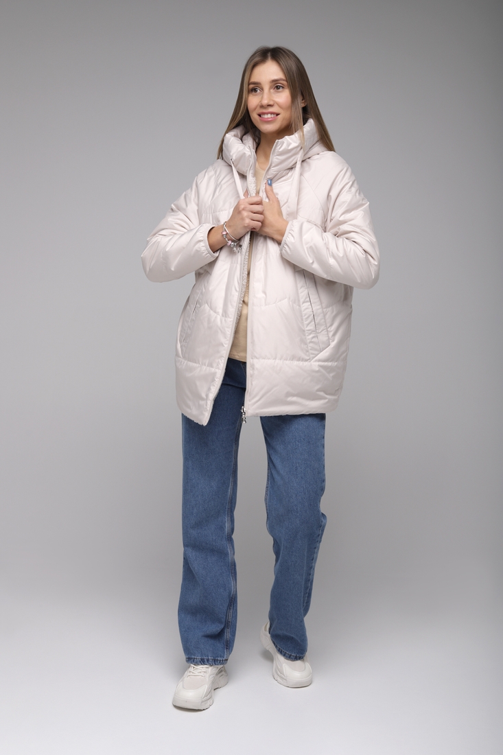 Фото Куртка жіноча двостороння Button 72-626 3XL Бежевий (2000989400530D)