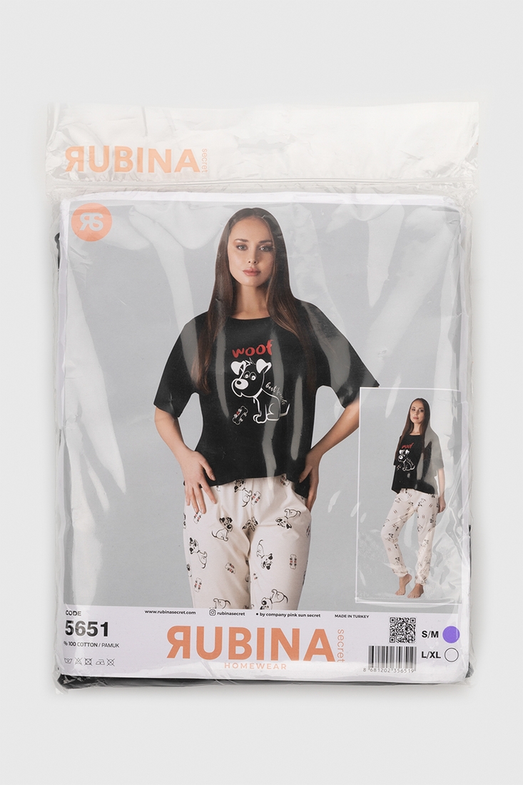 Фото Пижама женская RUBINA 5651 L/XL Черно-белый (2000990482846A)