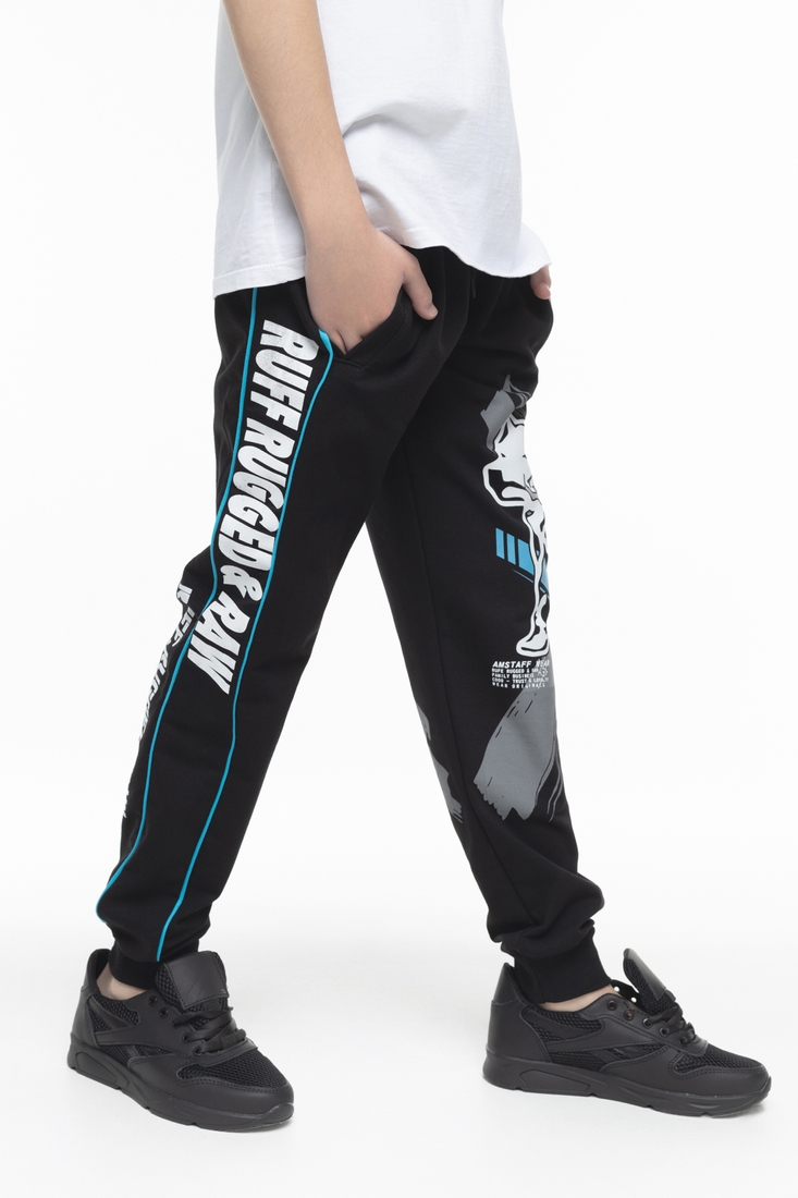 Фото Спортивні штани для хлопчика AZN 354 176 см Чорно-блакитний (2000989563280D)