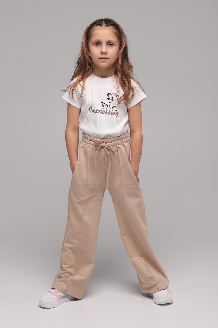 Фото Спортивні штани палаццо для дівчинки Atabey 10010-2 128 см Бежевий (2000989477730D)