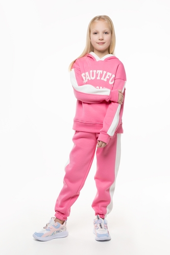 Фото Костюм для дiвчинки ANGELOS 1035 худі+штани 140 см Рожевий (2000990148162W)