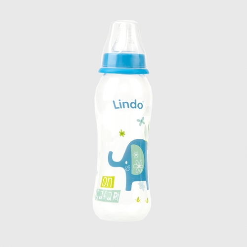 Фото Пляшка кругла Lindo LI145 з силіконовою соскою Блакитний (2000989564379)