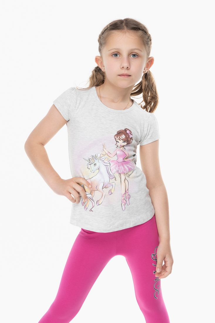 Фото Костюм для дівчинки Breeze 16411 футболка + лосини 98 см Сірий (2000989654841S)