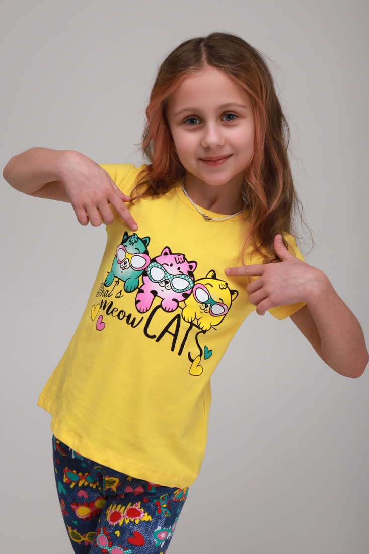 Фото Костюм для девочки (футболка+Велотреки) Baby Show 16141-1 128 Желтый (2000989457503S)