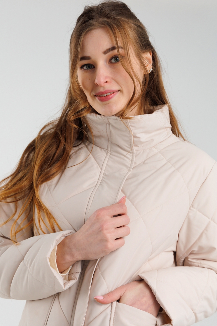Фото Куртка однотонна жіноча 23822 2XL Світло-бежевий (2000990318008D)