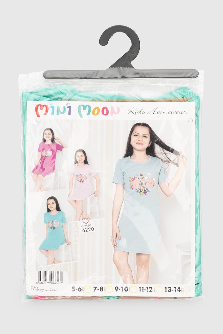Фото Нічна сорочка для дівчинки Mini Moon 6220 158-164 см Зелений (2000990500526A)