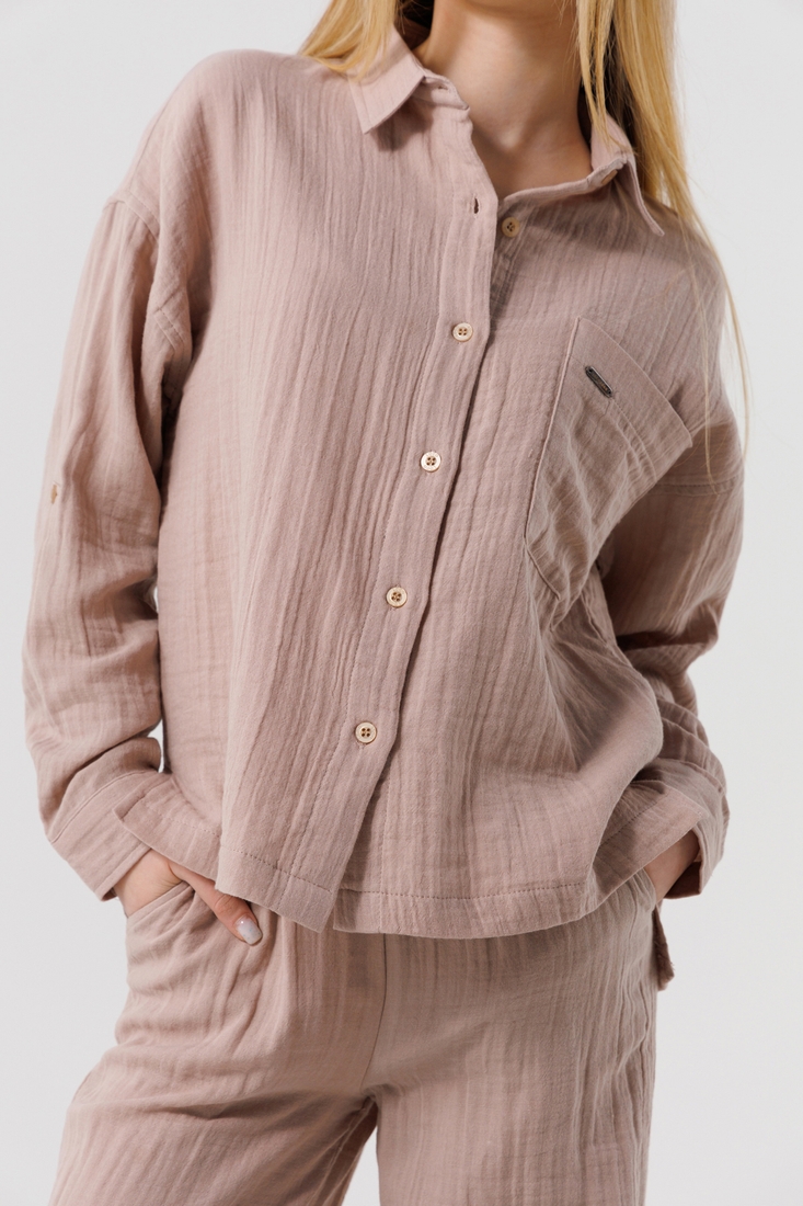 Фото Рубашка однотонная для девочки LocoLoco 9078 158 см Бежевый (2000990486752S)