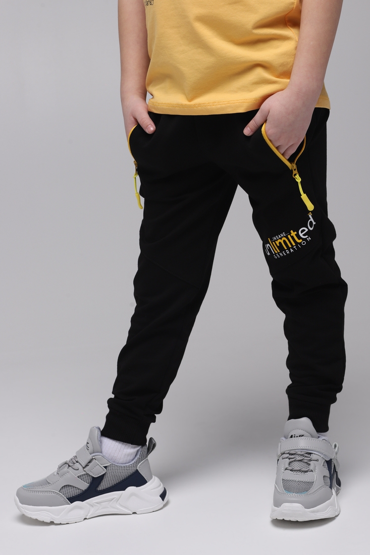 Фото Спортивные штаны для мальчика с принтом Pitiki 1001-1 128 см Черный (2000989523857D)