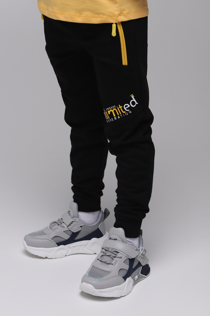 Фото Спортивні штани для хлопчика з принтом Pitiki 1001-1 128 см Чорний (2000989523857D)