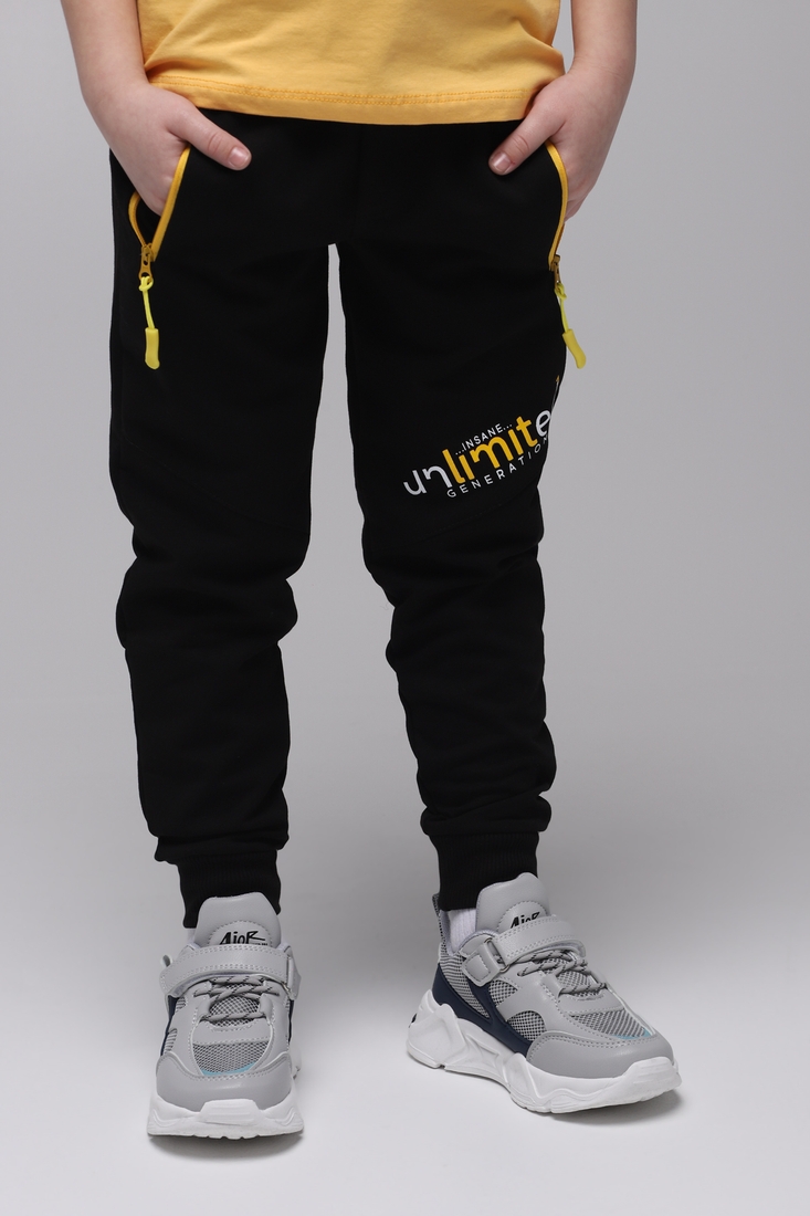 Фото Спортивні штани для хлопчика з принтом Pitiki 1001-1 128 см Чорний (2000989523857D)