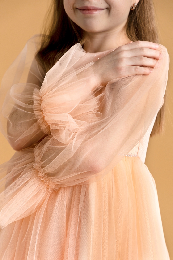 Фото Платье нарядное для девочки Wecan 24036 128 см Персиковый (2000990305305A)