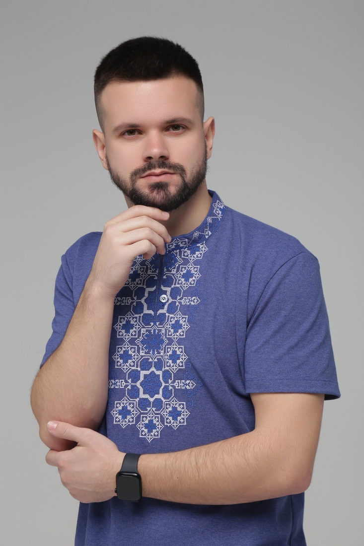 Фото Вишивка-футболка чоловіча Захар 3XL Синій (2000989574576А)
