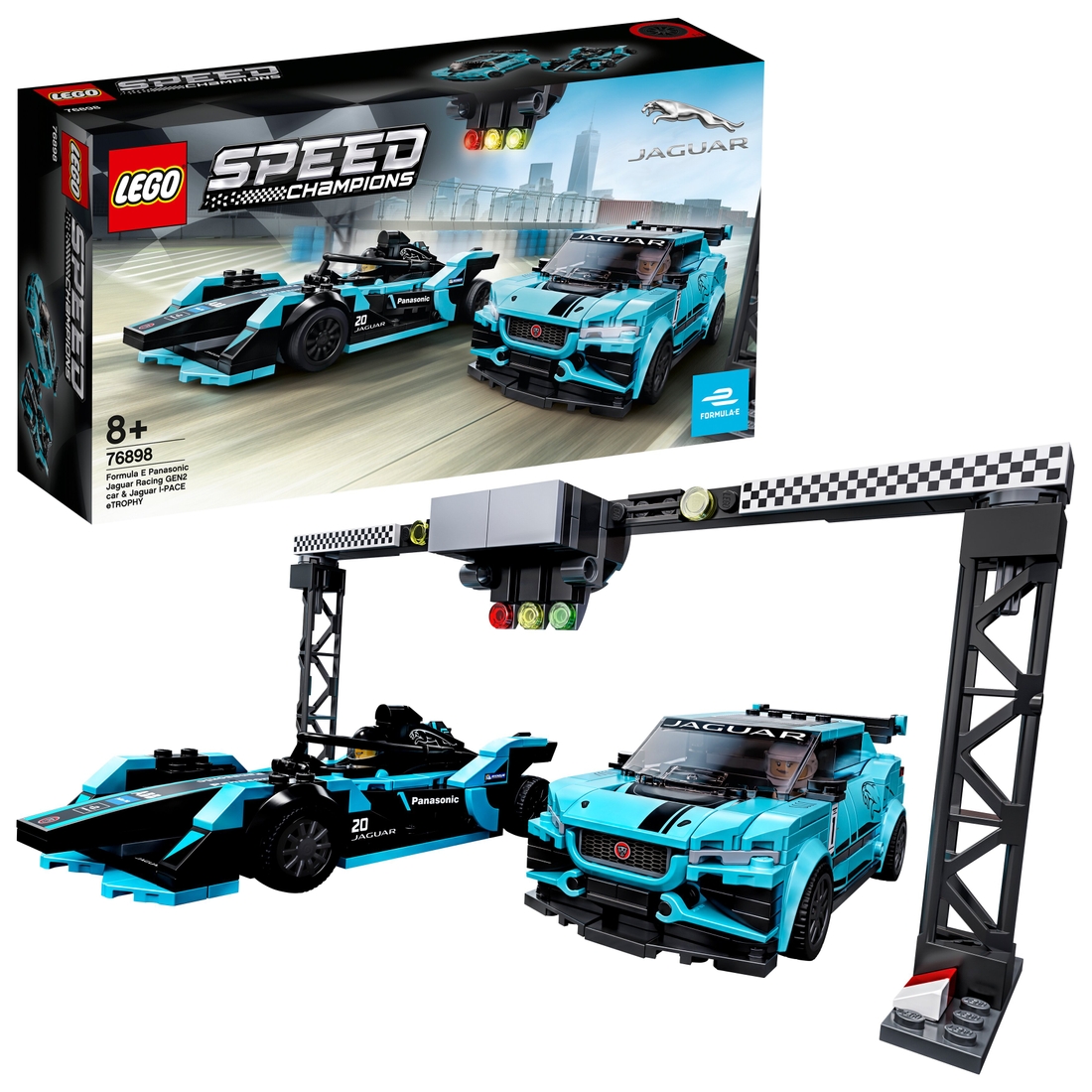 Фото Конструктор LEGO Speed Champions Speed Formula E Panasonic Jaguar Racing GEN2 car & Jaguar I-PACE eTROPHY (76898)