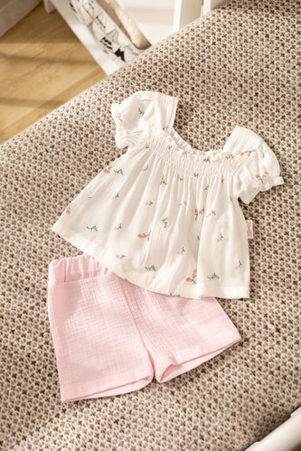 Фото Костюм (блуза+шорти) для дівчинки Beyaz Bebek 2212 92 см Рожевий (2000990302489S)
