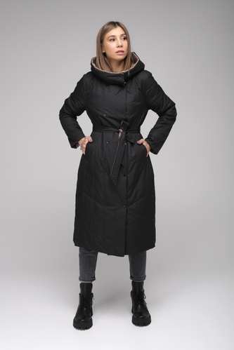 Фото Куртка женская двухсторонняя Button 110-656 M Черно-коричневый (2000989400455D)