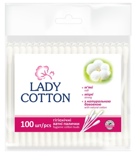 Палочки ватные в полиэтиленовом пакете Lady Cotton 41203350 100 шт. (4820048487351A)