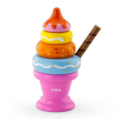 Фото Игровой набор Пирамидка-мороженое Viga Toys 51321 Розовый (2400687607017)