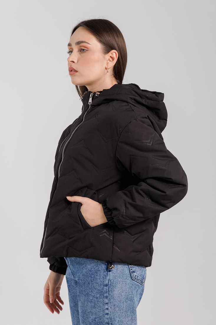Фото Куртка однотонна жіноча 68121 M Чорний (2000990320605D)