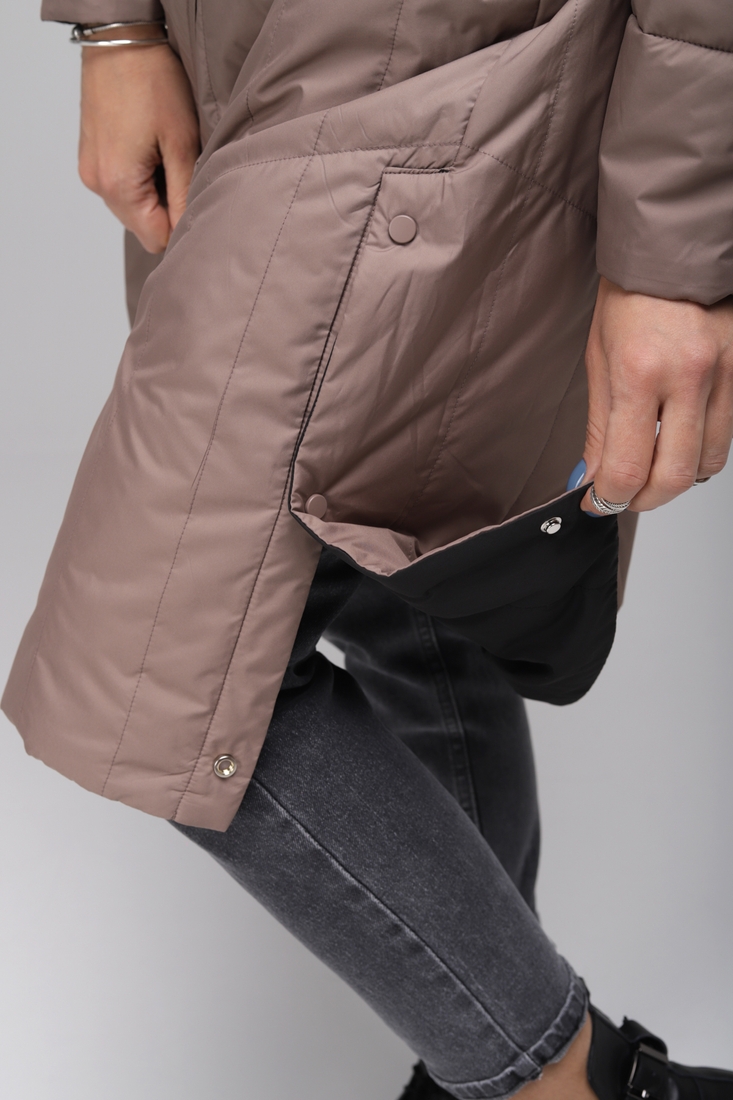 Фото Куртка жіноча двостороння Button 110-656 2XL Чорно-коричневий (2000989400486D)