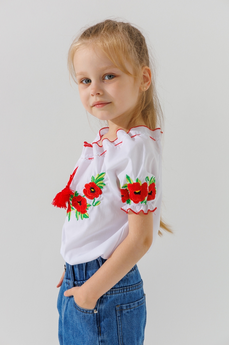 Фото Сорочка вишиванка для дівчинки КОЗАЧЕК ЕКО-МАК 122 см Різнокольоровий (2000990650559A)