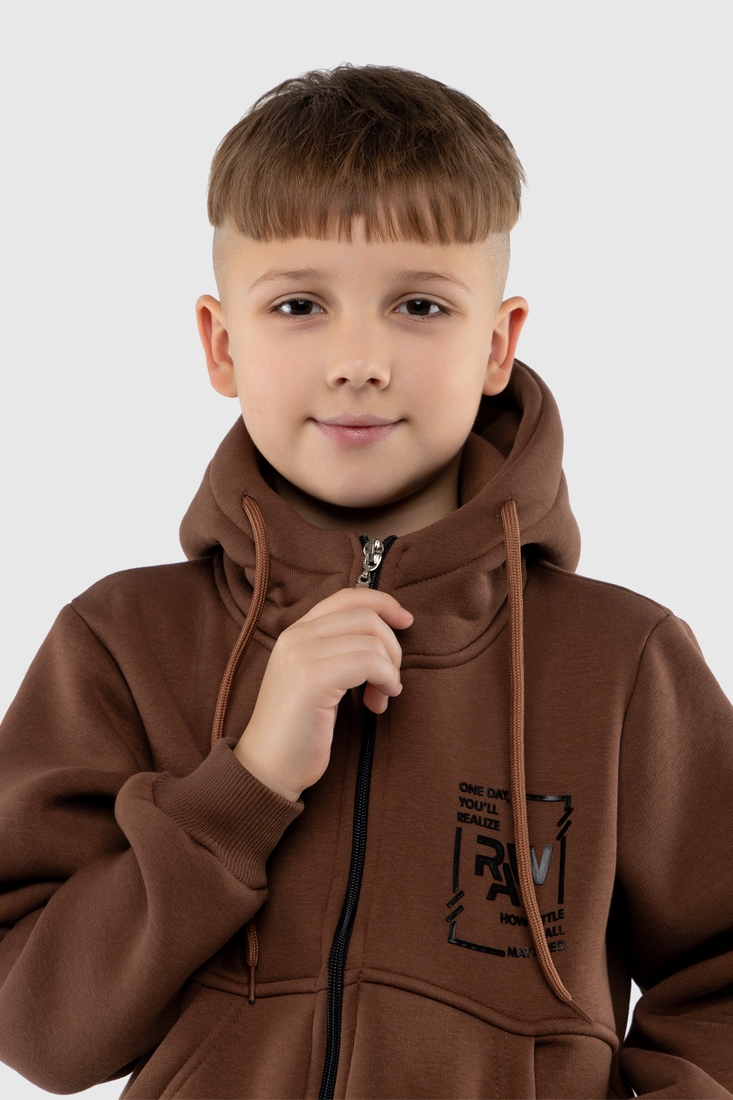 Фото Спортивний костюм для хлопчика (світшот, штани) Ecrin 2027 116 см Коричневий (2000990230836W)