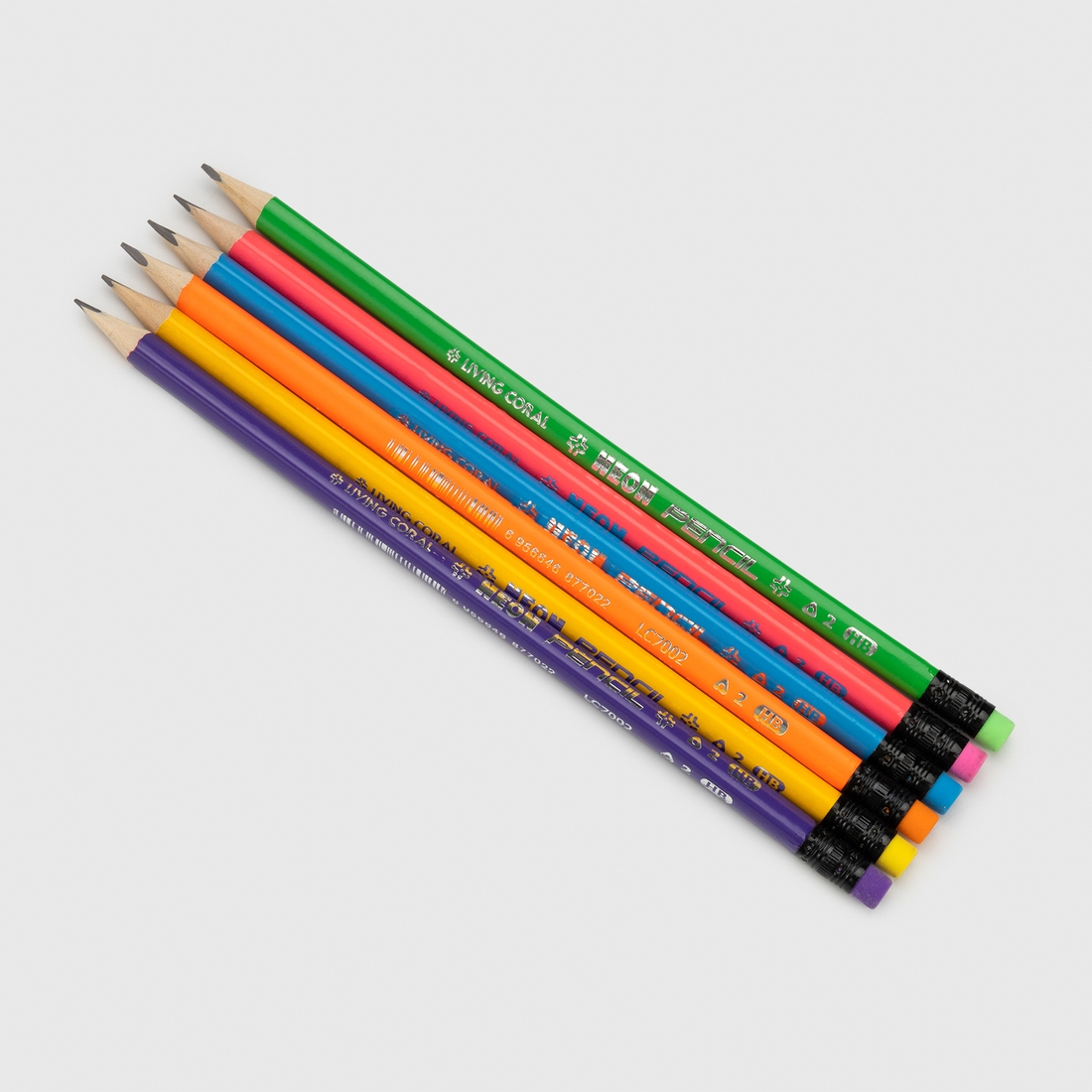 Фото Набір олівців чорнографічних з гумкою Neon HB LC-7002-K Різнокольоровий (2000989977520)