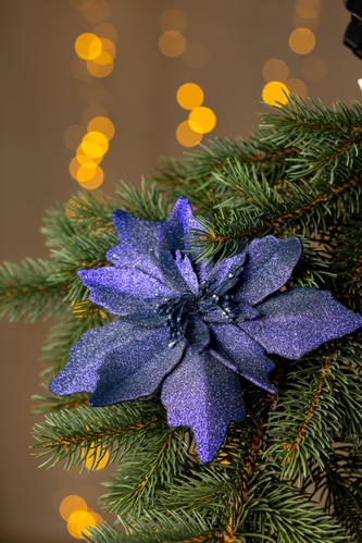 Фото Новорічна прикраса "Квітка велика" Dashuri 14 см Синій (2000990125699)(NY)