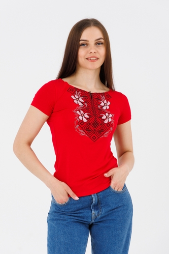Фото Вишиванка футболка жіноча Melanika Лілія 3XL Червоний (2000990566607A)