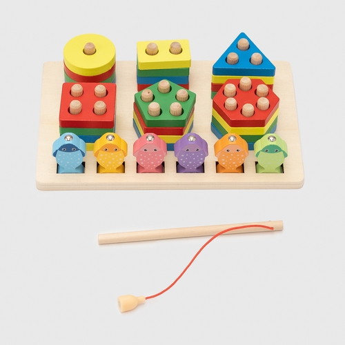 Фото Деревянная развивающая игрушка "Геометрика+рыбалка" TaiLong TM416 Разноцветный (2002015023591)
