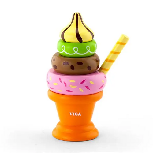 Фото Игровой набор Пирамидка-мороженое Viga Toys 51322 Оранжевый (2400687608014)