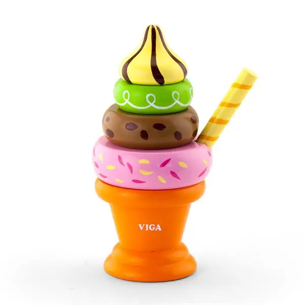 Фото Игровой набор Пирамидка-мороженое Viga Toys 51322 Оранжевый (2400687608014)