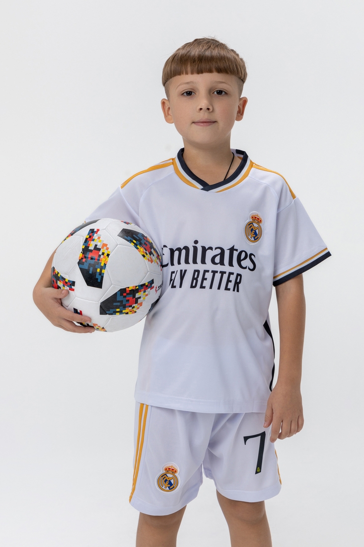 Фото Футбольная форма для мальчика BLD РЕАЛ МАДРИД VINI JR 110 см Белый (2000990101969А)