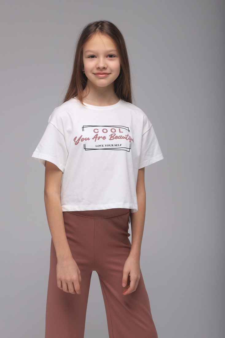 Фото Костюм для девочки (футболка+штаны палаццо) Viollen 2170 Viollen 176 см Пудровый (2000989443698S)