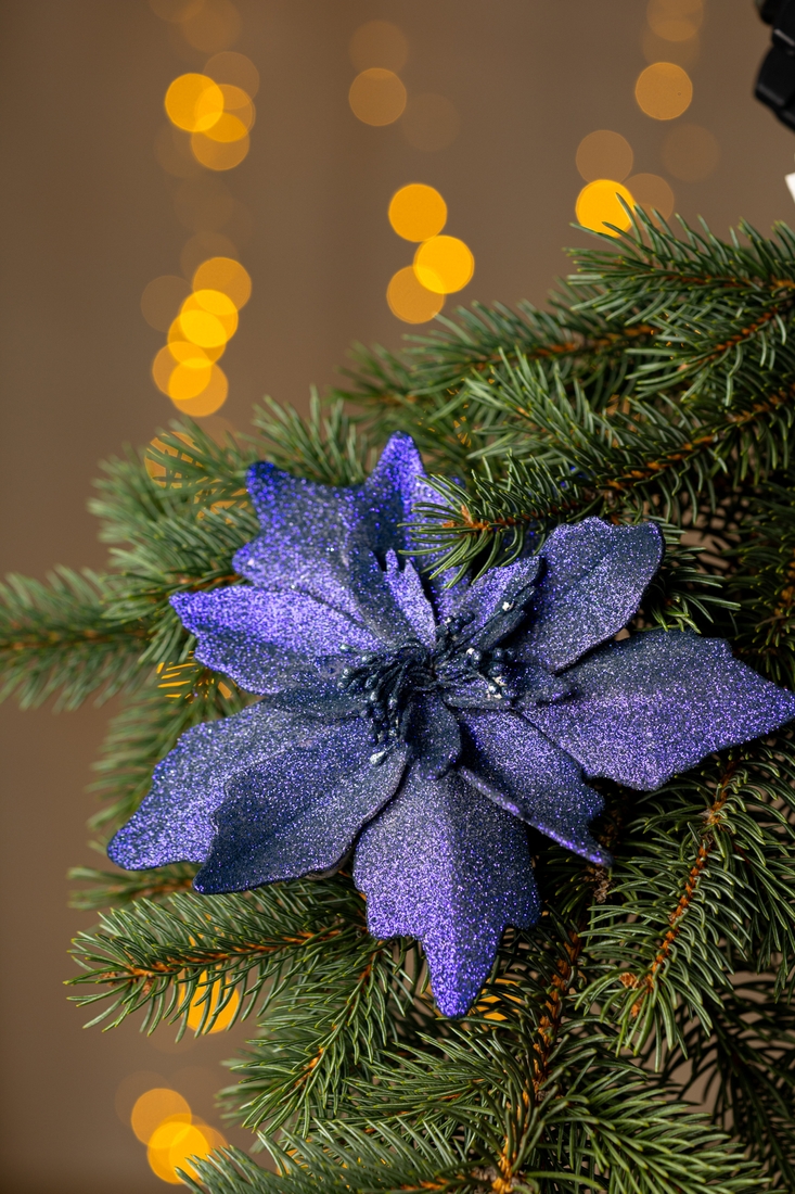 Фото Новорічна прикраса "Квітка велика" Dashuri 14 см Синій (2000990125699)(NY)