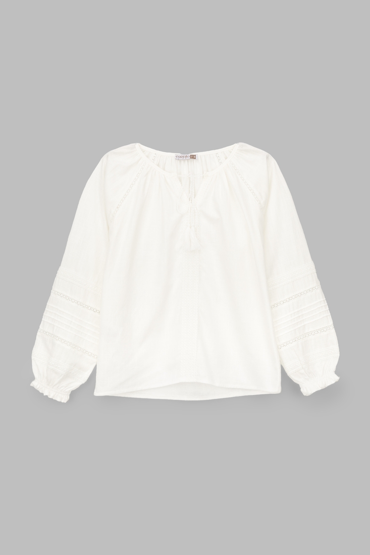 Фото Рубашка с вышивкой для девочки Cuento 2199 134 см Белый (2000990264206A)