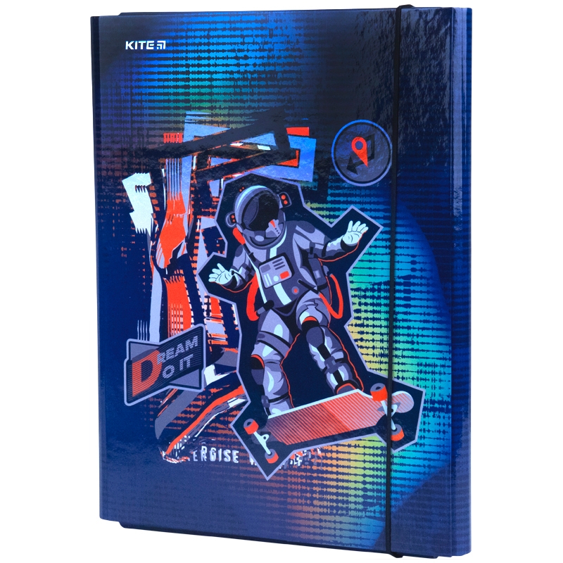 Фото Папка для работы Kite Space Skating карт/лам A4 на резинке K21-213-2 (4063276035332)