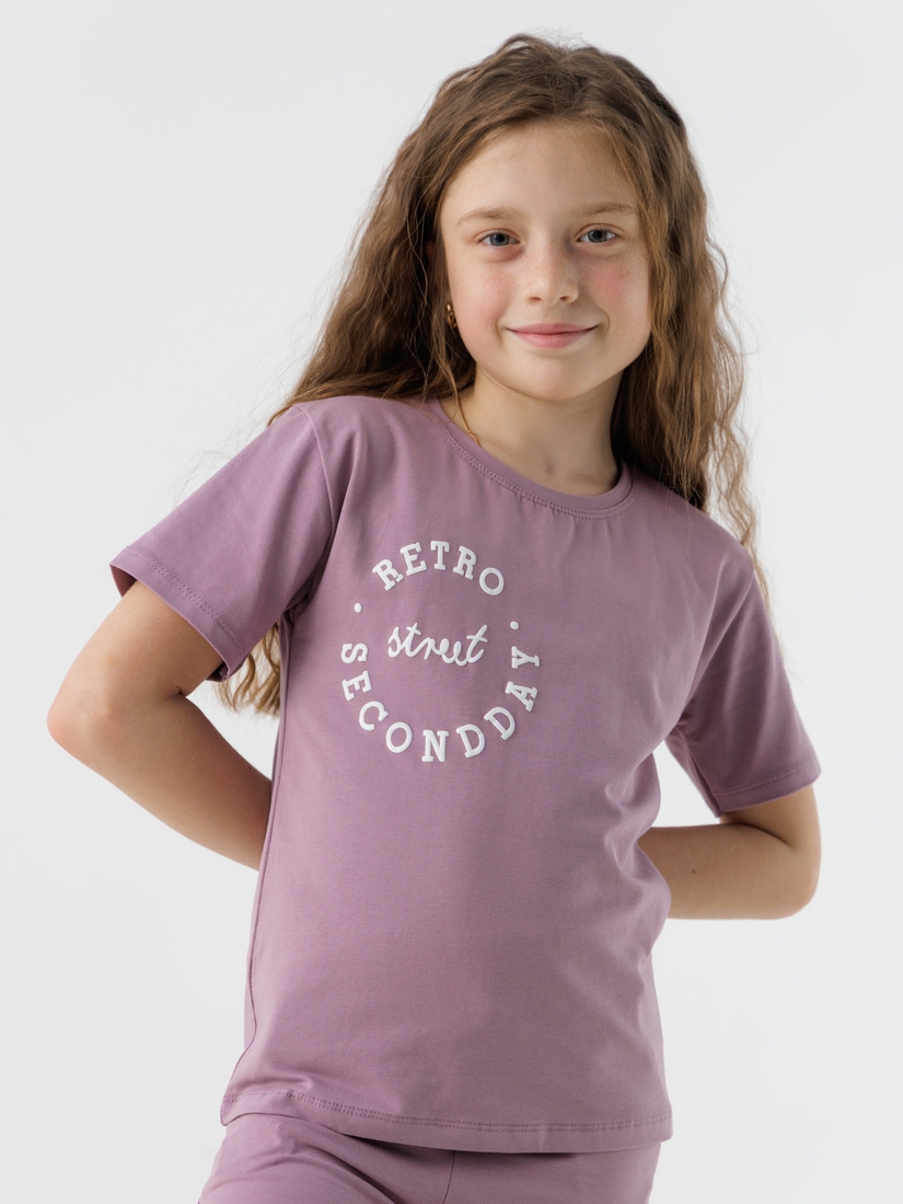 Фото Костюм футболка+штани для дівчинки Atabey 10532 128 см Темно-пудровий (2000990478245S)