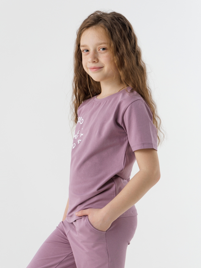 Фото Костюм футболка+штаны для девочки Atabey 10532 134 см Темно-пудровый (2000990478252S)