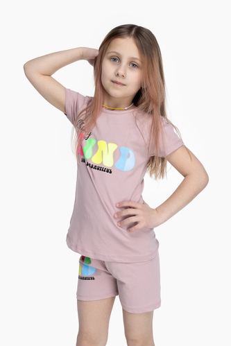 Фото Костюм (футболка+шорти) для дівчинки Baby Show 16231 128 см Кавовий (2000989601630S)