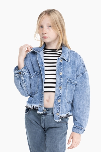 Фото Куртка джинсовая для девочки PPS472 176 см Синий (2000989896524D)