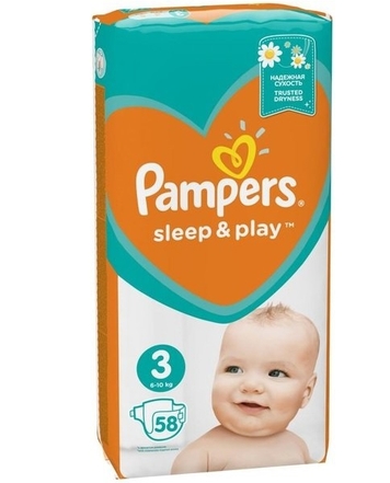 Фото Підгузки Pampers Sleep & Play Midi 58 шт. 6-10 кг (4015400224211)