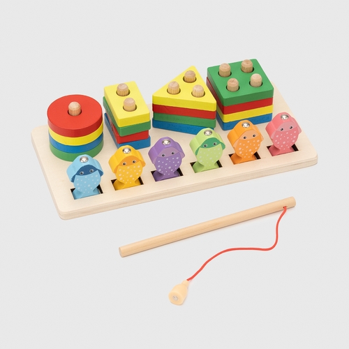 Фото Дерев'яна розвиваюча іграшка "Геометрика+риболовля" TaiLong TM430 Різнокольоровий (2002015023737)