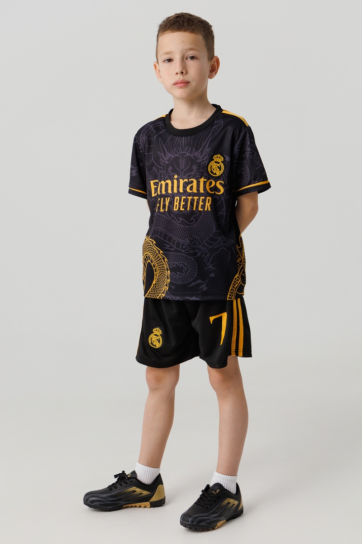 Фото Футбольна форма для хлопчика BLD РЕАЛ МАДРИД VINI JR 110 см Чорний (2000990367174A)